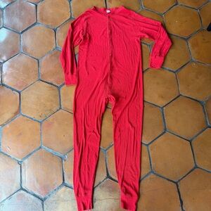 Morgan Mills Long Handles Thermal Union Suit Long Johns Red Vintage Size XL
